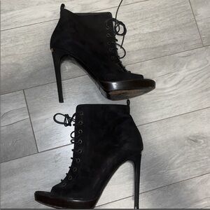 Lace-up Peep-toe Bootie by Burberry